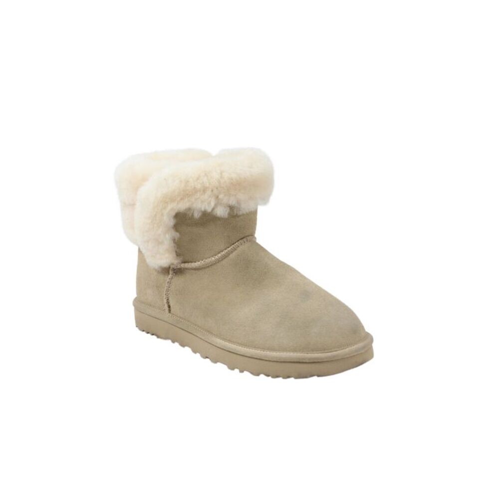 Ugg Womens Sheepskin Pull On Ankle Boots Beige Size 8